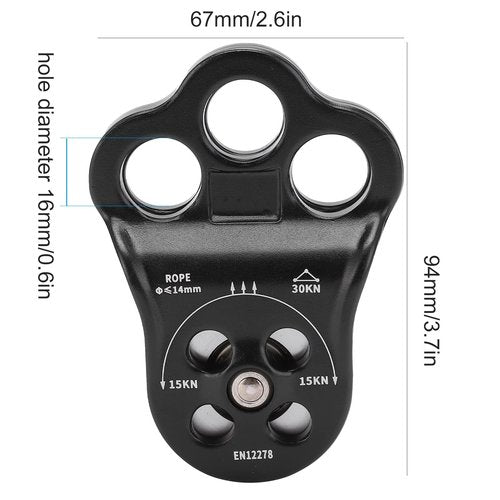 Keenso 30KN Climbing Pulley,Hitch Climber Pulley Climbing Bearing Pulley for Rock Climbing, Rappelling, Zipline Sports