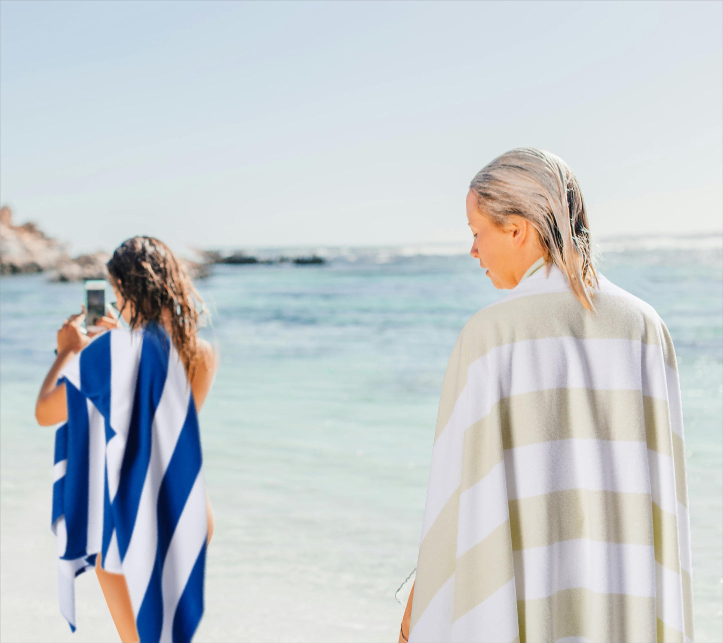 WILFA Extra Large Beach Towel - Oversized Mircofiber Beach Towel 40'' x 70'', XL Striped Lightweight Pool Towel, Big Cabana Swim Travel Towel for Adults Mens Women,Beige