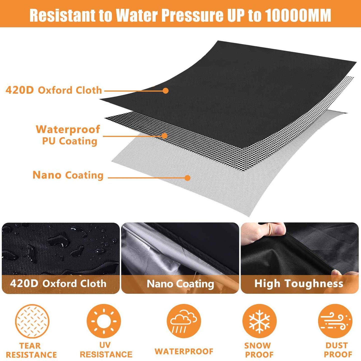 Ebike Cover, 420d Oxford Outdoor Bike Cover, Durable Ripstop Lock Holes & 3 Buckles for Ebike Touring Mountain Bike up to 75 inch (L*W*H: 75" x 31" x 40")