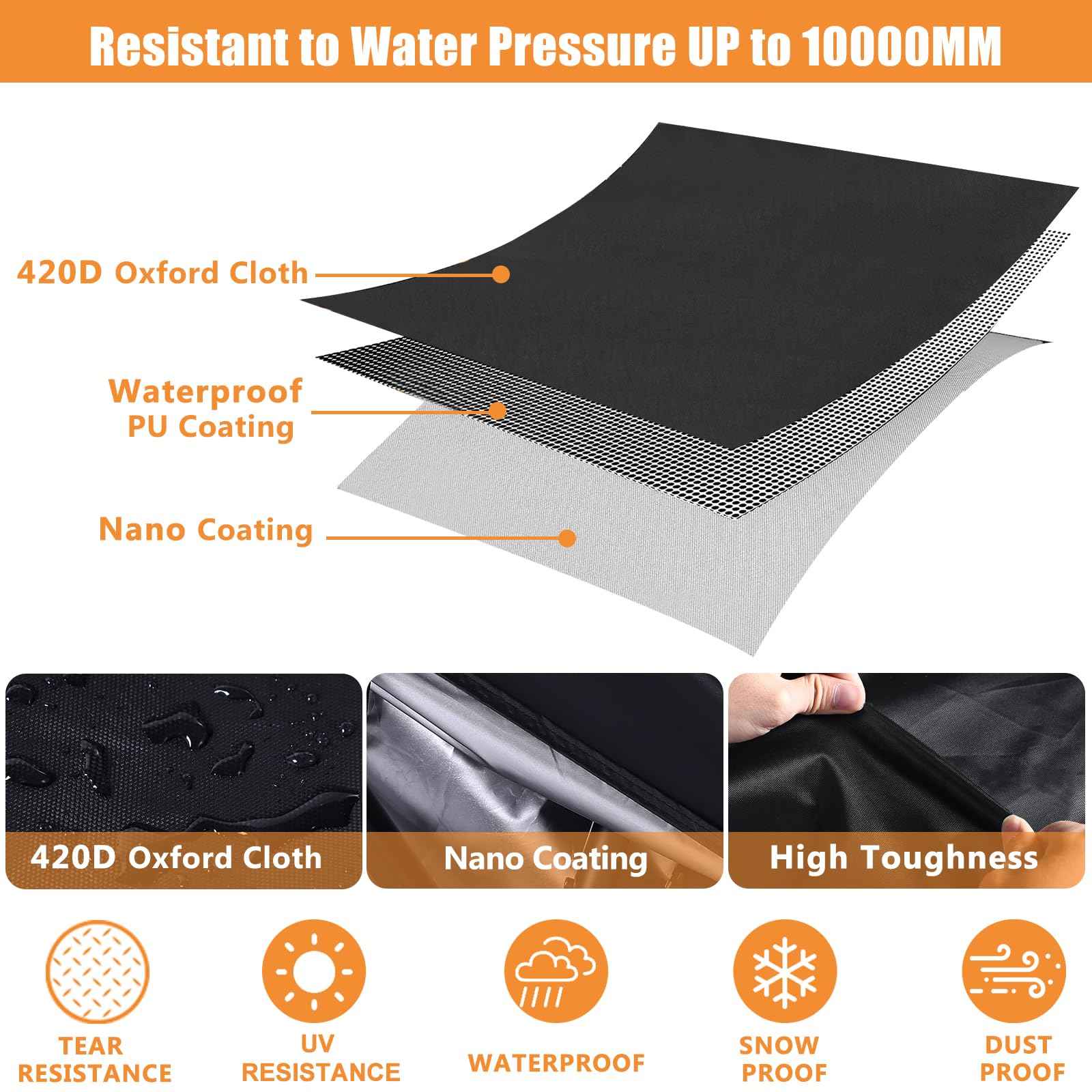 Ebike Cover, 420d Oxford Outdoor Bike Cover, Durable Ripstop Lock Holes & 3 Buckles for Ebike Touring Mountain Bike up to 75 inch (L*W*H: 75" x 31" x 40")