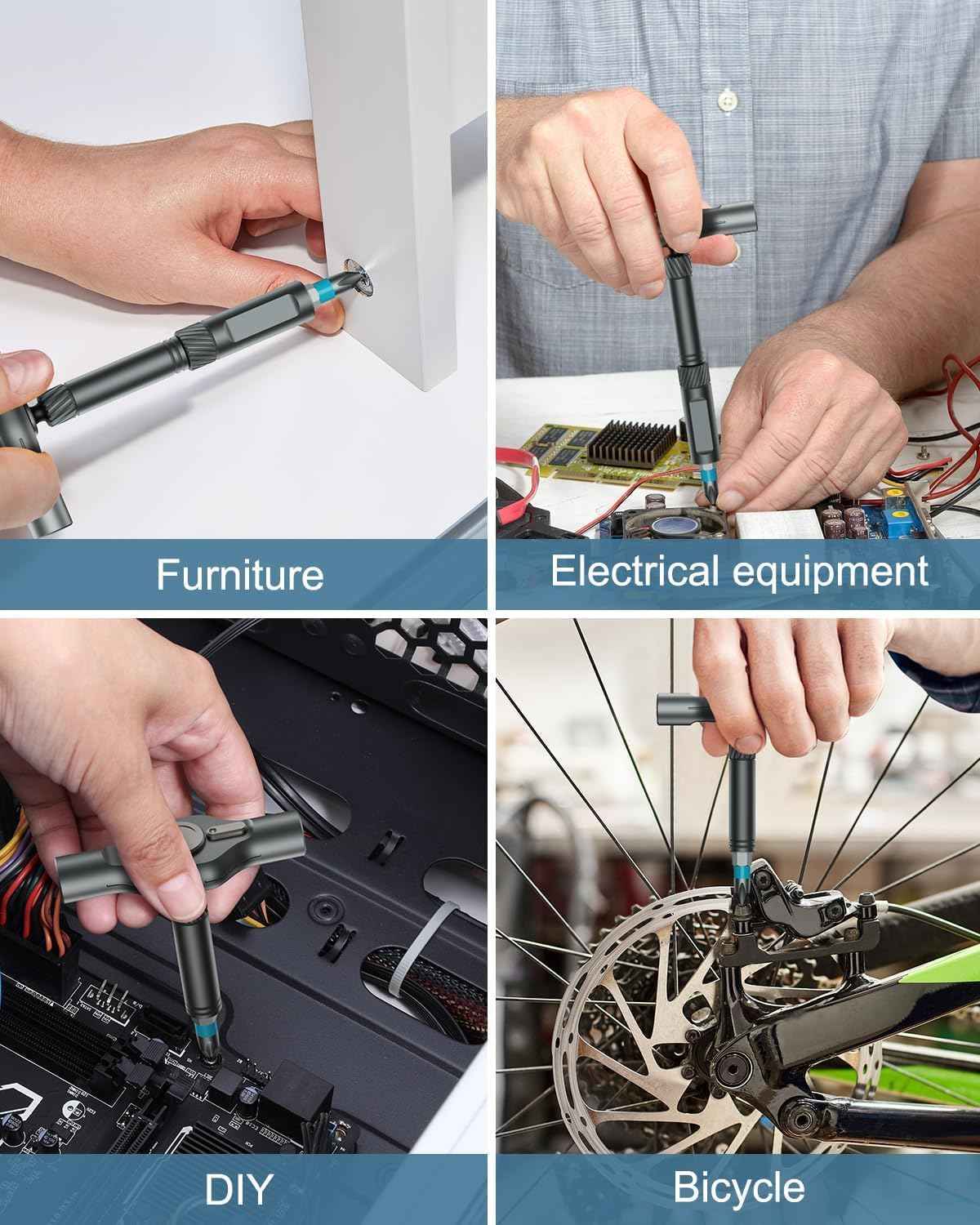 24 in 1 Magnetic Screwdriver Set, DIY Ratchet Screwdriver Set, Magnetic Screwdriver Kit, Detachable Assembly T Handle for Furniture Assembly, Precision Electrical Appliance Repair, Bicycle Tools