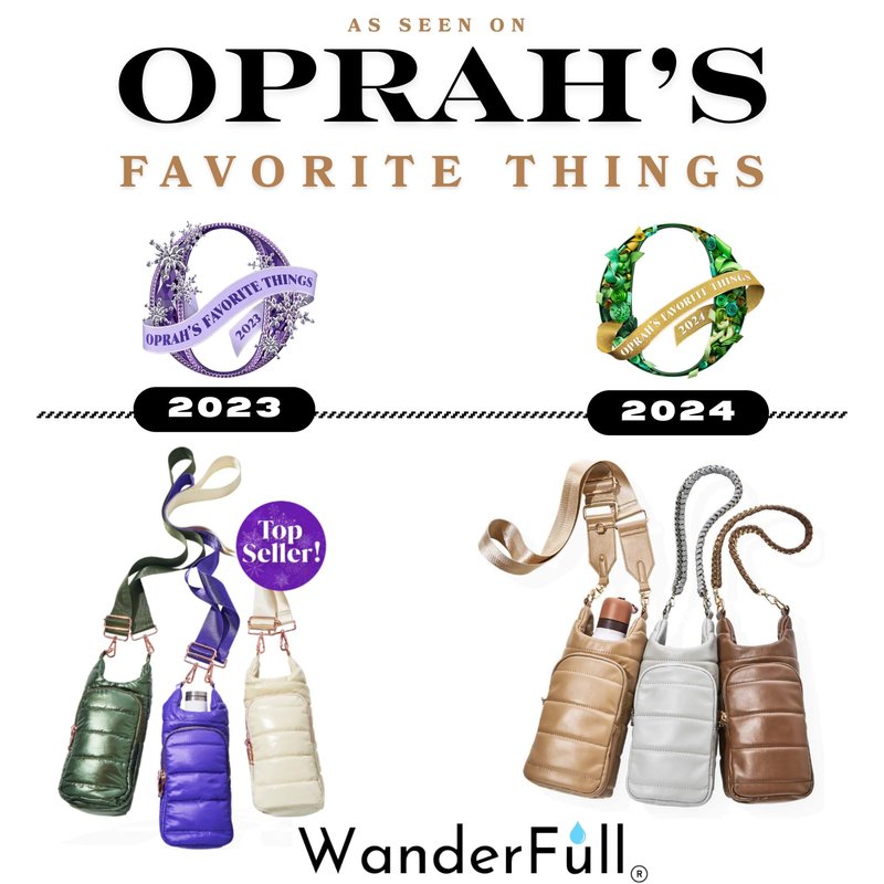 WanderFull® Original HydroBag® Vegan Leather, Fits Up to 32 oz Water Bottle Holder w/ 2 Straps, Hands-Free Crossbody Water Bottle Carrier Bag with Phone Pocket, Tumbler Accessories - Taupe