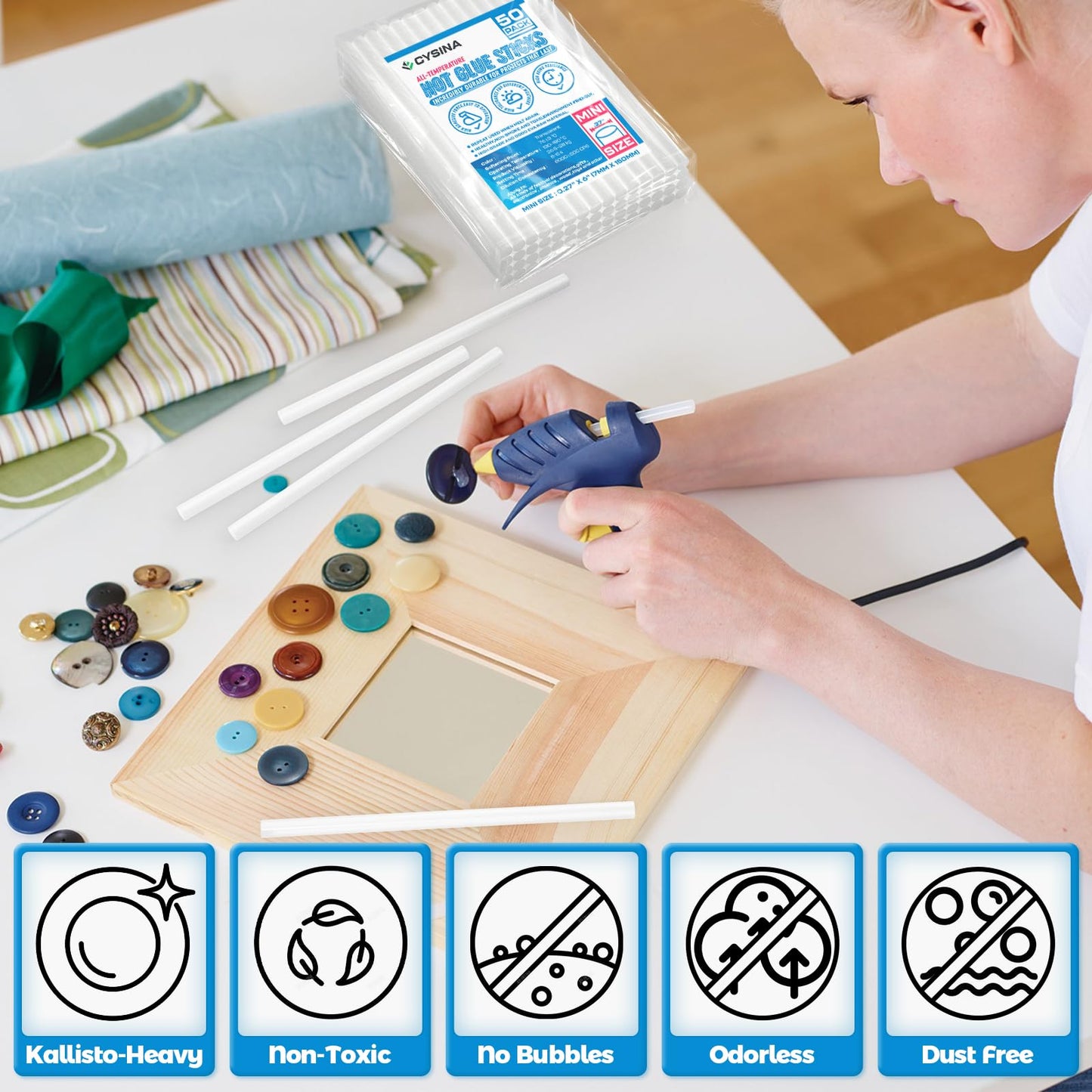 CYSINA Hot Glue Sticks Mini Size, 0.27” Dia x 6” Long Clear Glue Gun Sticks 100 pcs, High Temp Glue Sticks with High Adhesive Force, Bulk Glue Sticks for Various Applications