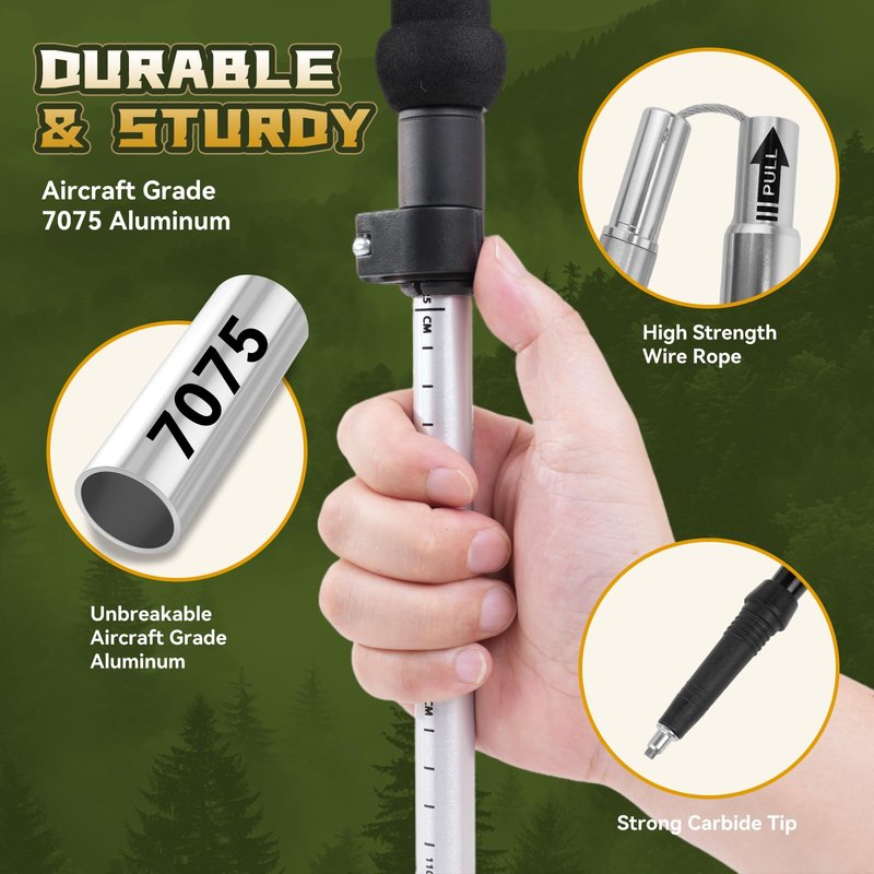THRISTRIDE Collapsible Trekking Pole - Lightweight Aluminum Hiking Stick for Men, Women & Seniors | Adjustable Walking Stick for Hiking, Camping & Outdoor Activities (Single Pole)