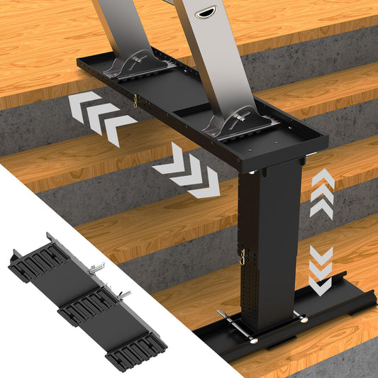 DITKOK Heavy Duty Foldable Ladder Leveler for Stairs, Large Ladder Extender for Stairs with Slip-Resistant Gripping Pads, 13.5-21" Height Adjustable Ladder Extender Pro, Suitable for Painting Jobs