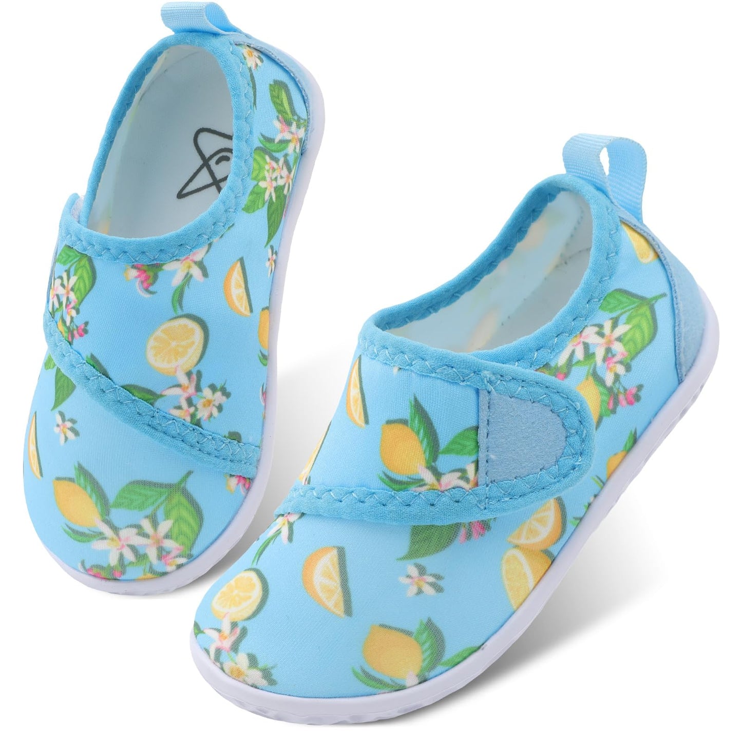 LeIsfIt Boys Girls Water Shoes Kids Aqua Socks Toddler Quick-Dry Swimming Shoes Non-Slip Summer Shoe for Beach Pool Surf, Blue Lemon, 9 Toddler