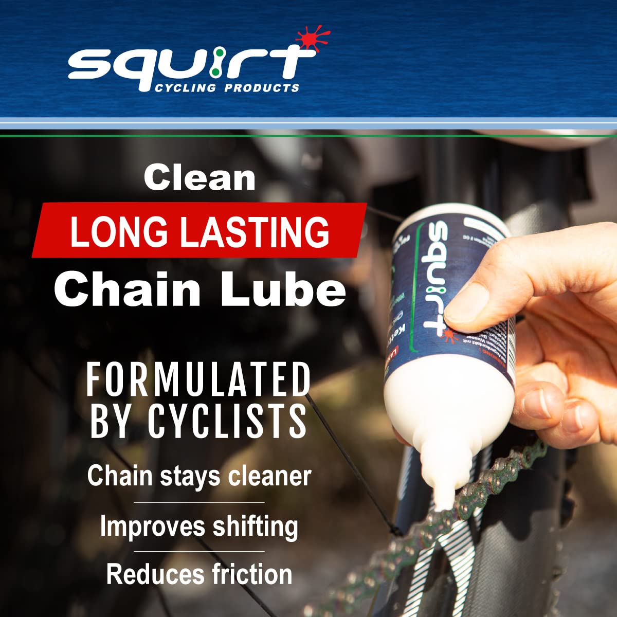 Squirt Chain Lube - Long-Lasting All-Weather Bike Lubricant | 120 ml for Reduced Noise & Chainsuck