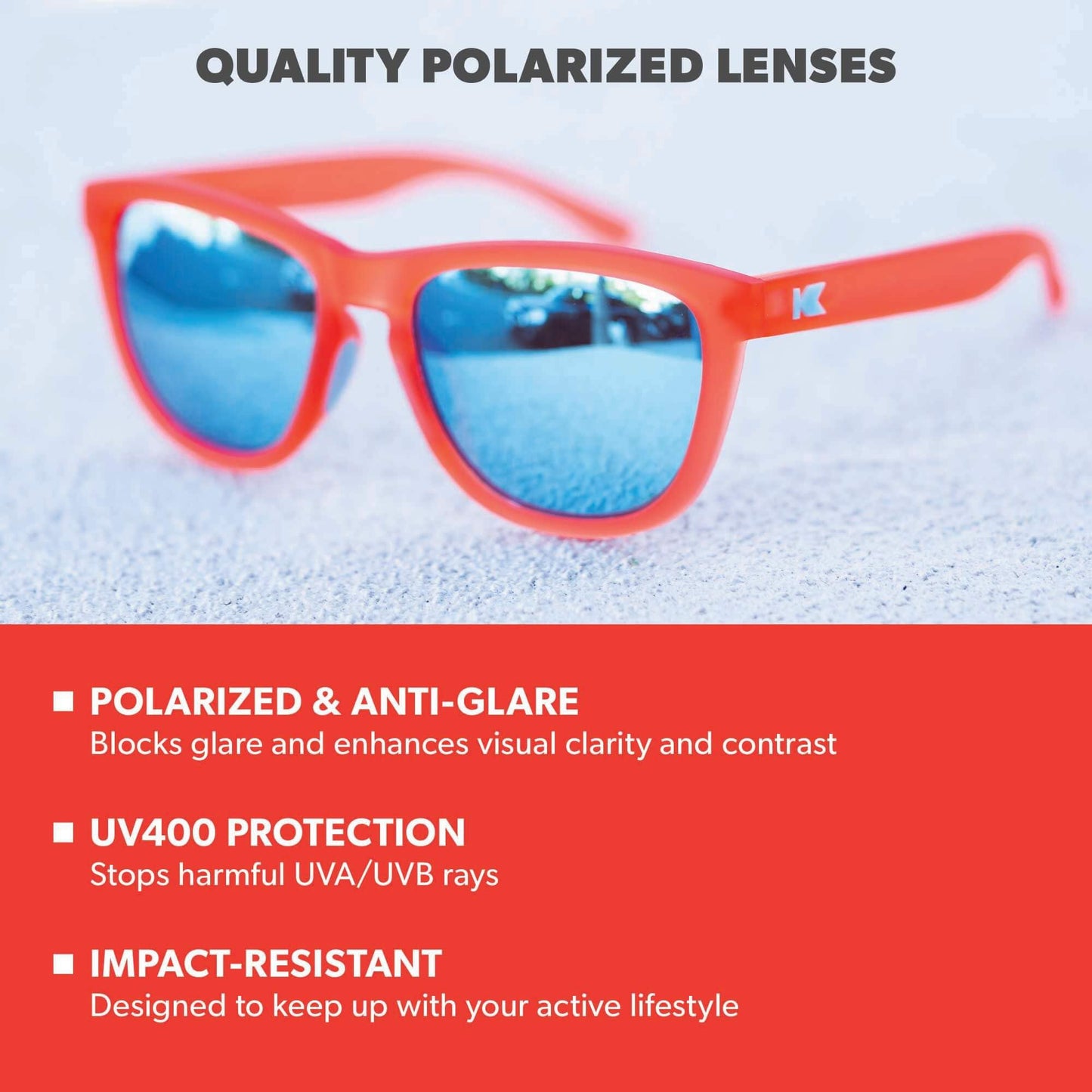 Knockaround Square Polarized Sunglasses for Men & Women - UV400 Protection