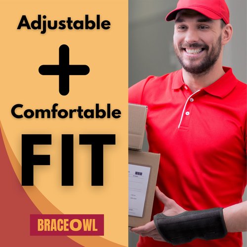 BRACEOWL-Carpal Tunnel Wrist Brace for Work, Daytime Adjustable Wrist Support with Splint for Typing, Gaming, Sports, Pain Relief For Arthritis, Tendonitis, Men, Women, Right Hand Standard