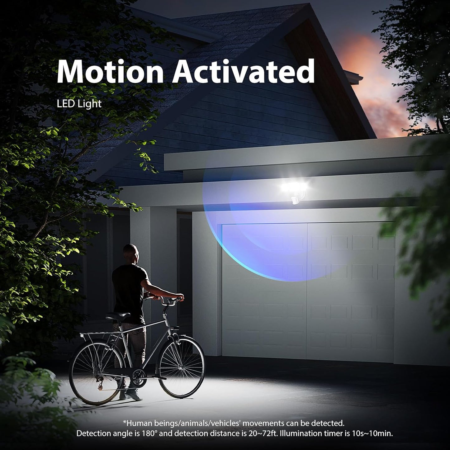 75W LED Motion Sensor Flood Light - Dusk to Dawn Outdoor Security Light, 7500LM, IP65 Waterproof