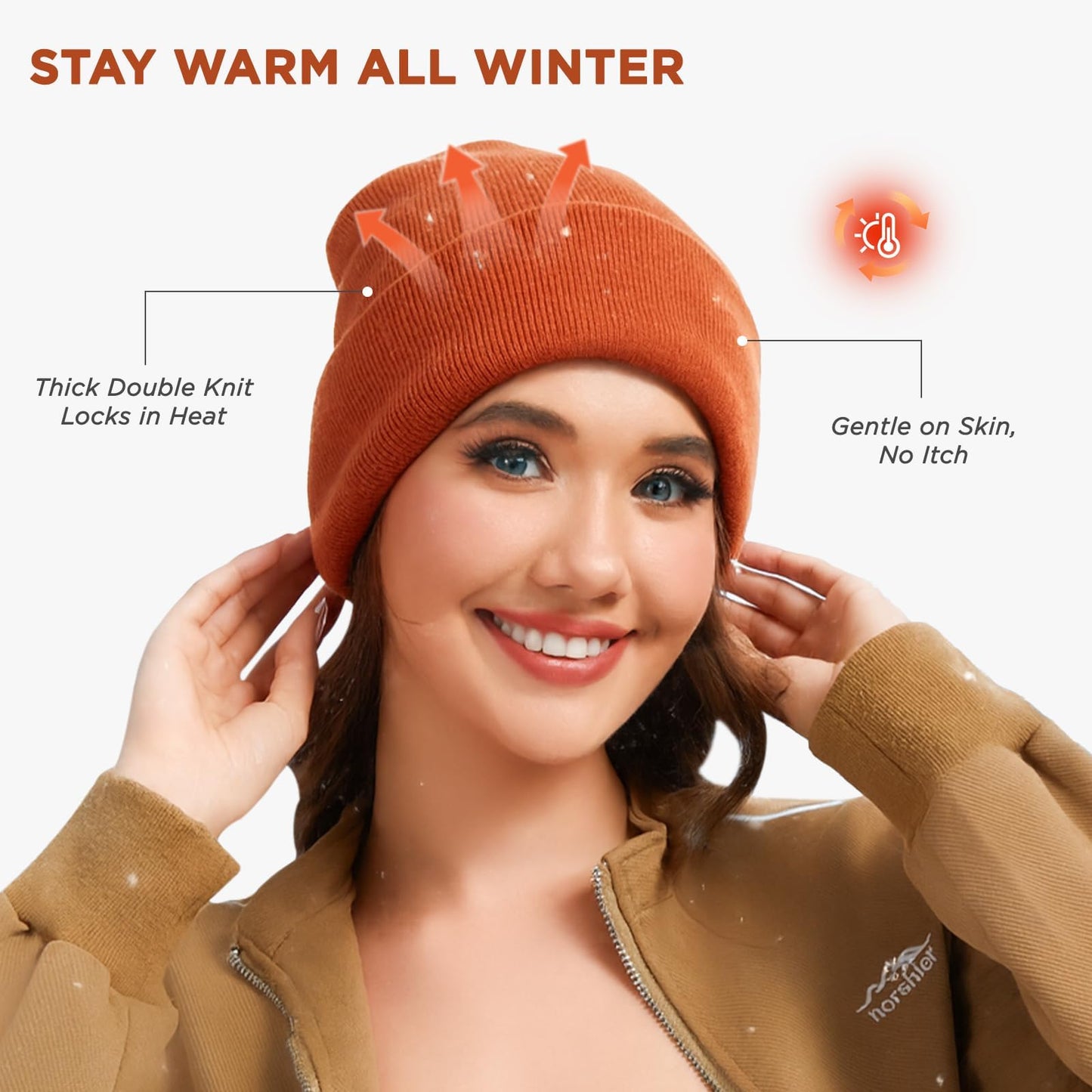 LEADUWAY 2 Pack Beanie Hats for Women & Men Winter, Satin Lined Beanies, Double Layer Warm Womens Winter Hats (US, Alpha, One Size, Black/Dark Grey