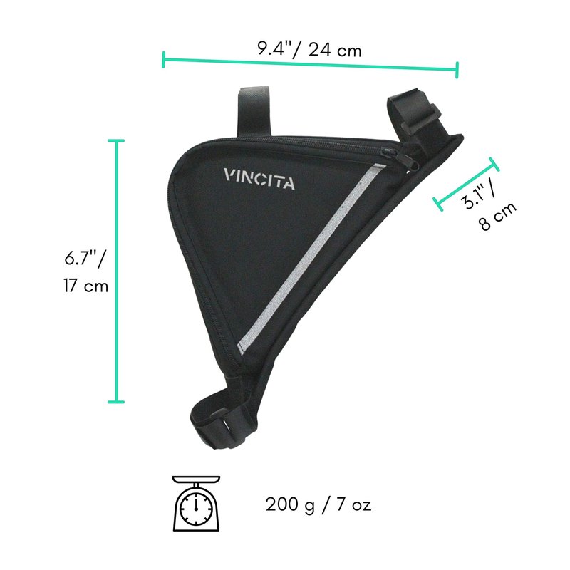Vincita Bike Small Triangle Frame Bag Lift - Black, With Shoulder Pad For Easy Carrying, Open Both Sides - Cycling Frame Pack For Mountain Bike/Mtb Road, Hybrid - Bicycle Accessories