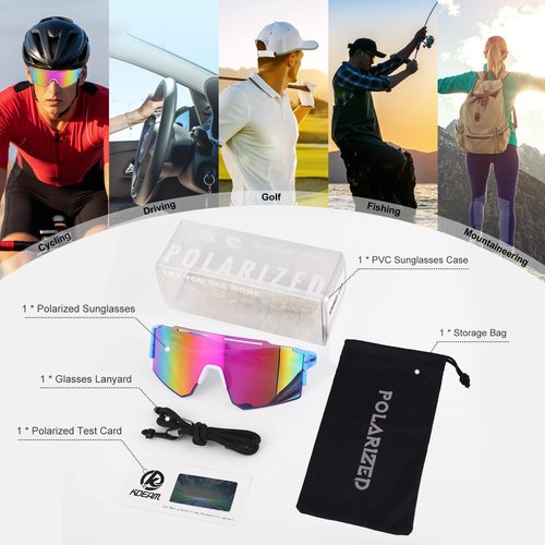 ALSUZYIOT Sports Polarized Sunglasses UV400 Outdoor Shades TR90 Frame Sun Glasses for Golf Baseball Driving Fishing (C8)