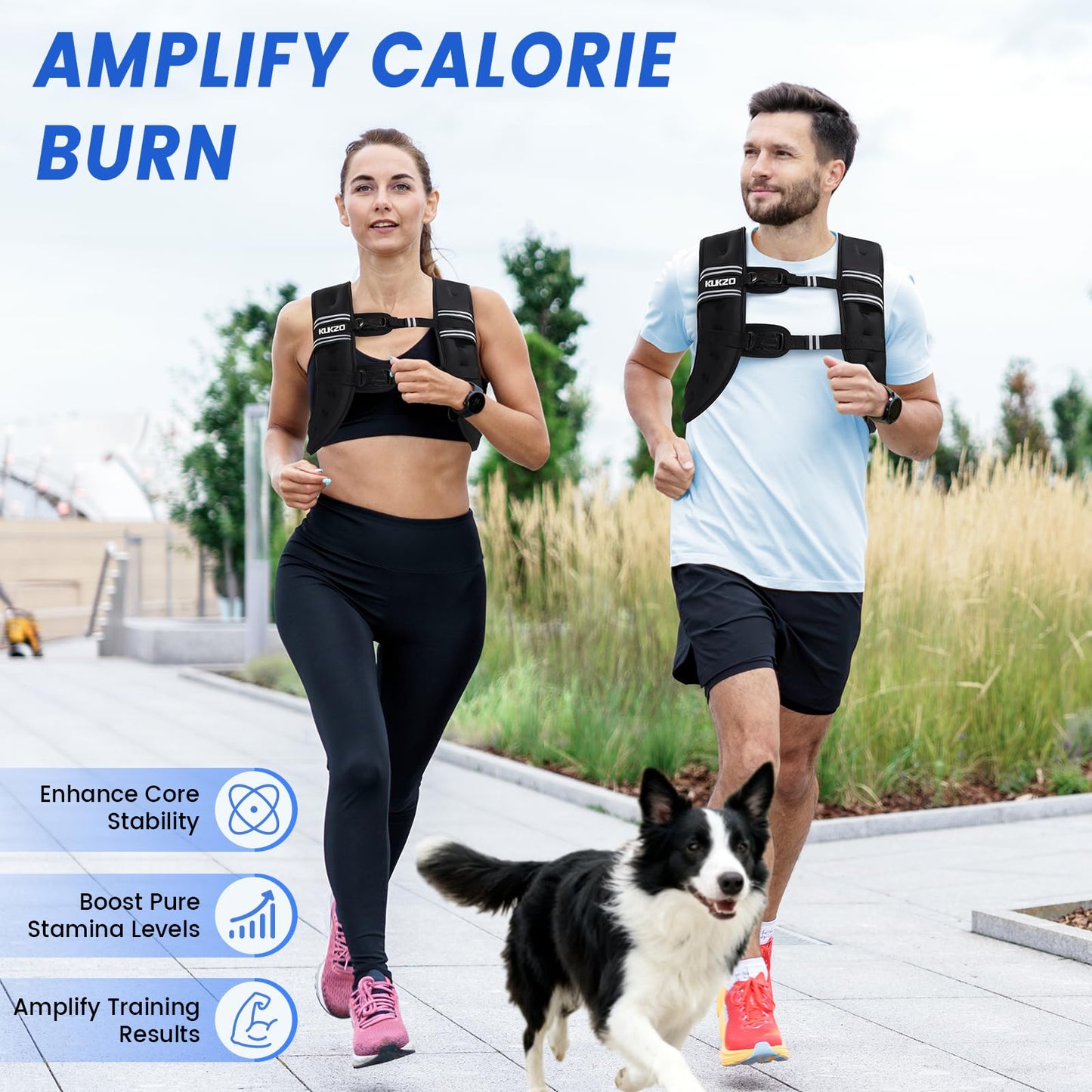 KUKZO Weighted Vest for Women Men 12LB Body Weight Vest with Reflective Stripes for Running,Walking,Workout,Strength Training,Weight Loss