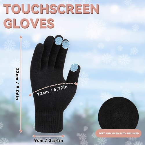 OZERO Gloves Beanie Scarf For Women: Knit Fleece Lined Hat Black Beanies For Women Christmas Womens Scarf Winter Warm Womens Gloves With Touchscreen Fingers For Snow Cold Weather Running Driving