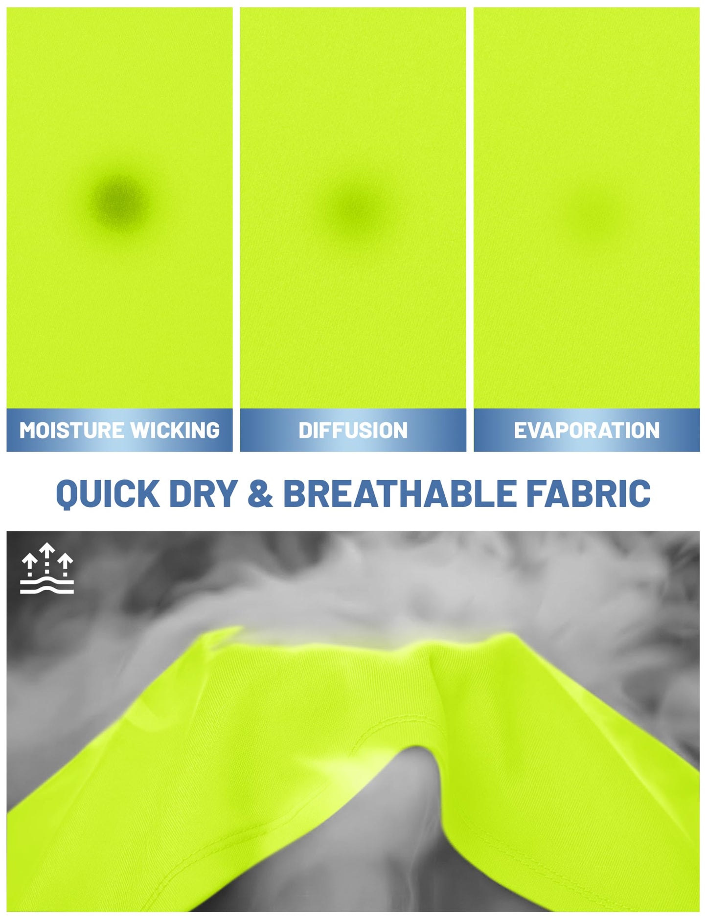 MAGCOMSEN 2 Pack Athletic Short Sleeve Shirts for Men UPF 50+ Dry Fit Moisture Wicking Running Gym Workout T Shirt Casual Neon Work Shirts Fluorescent Green