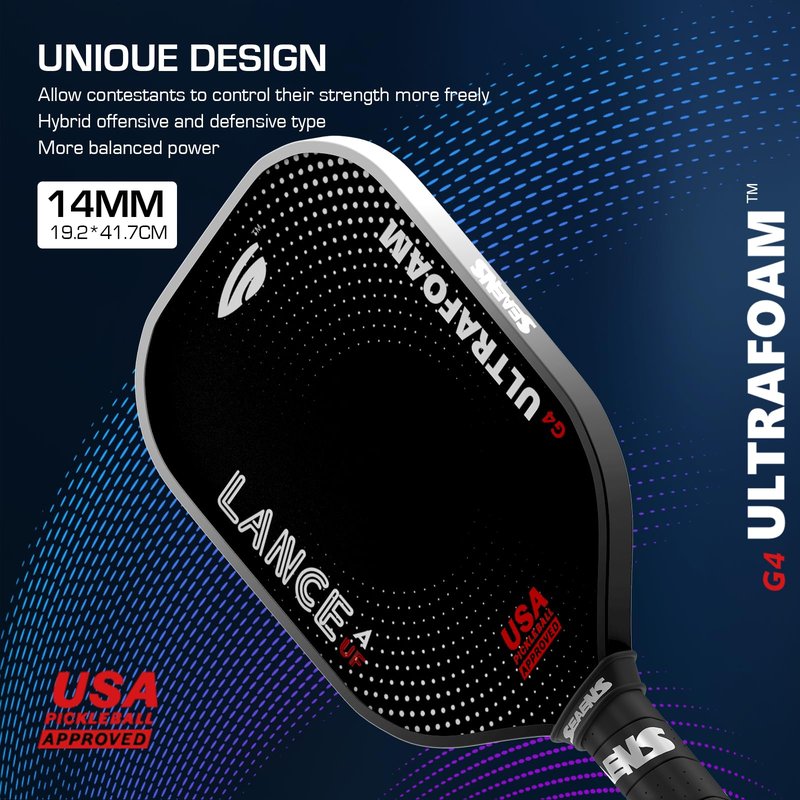 SEAENS Pickleball Paddles, USAP Approved, Five-Layer T700 Carbon Fiber, Gen 4 Pickleball Paddle with a 14mm 100% UltraFoam Core for Ultimate Spin & Consistency, Tournament Level Rackets