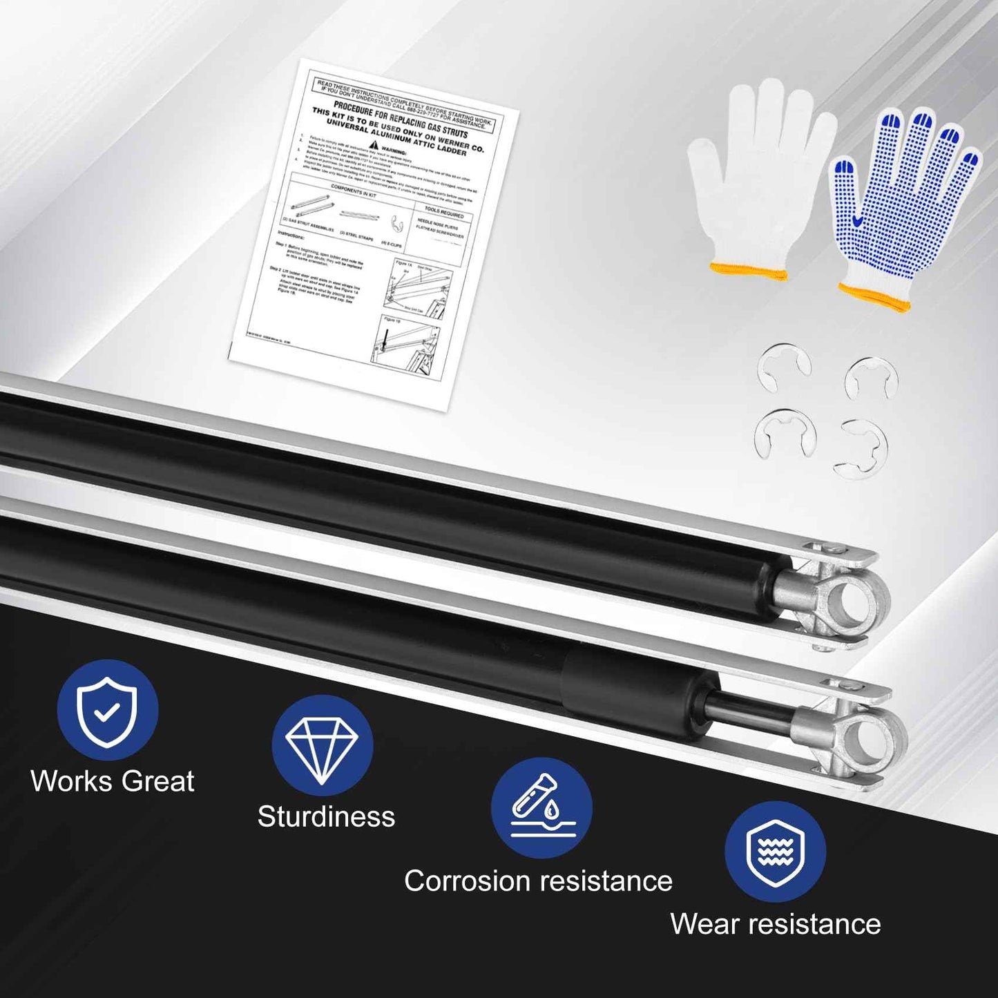 36-80 Standard Strut Kit Replacement for Werner Aluminum Attic Ladders, Replacement Parts AH2210 / AH2210B / AH2210K / AH2210CA / AH2510 / AH2510B / AH2510K / AH2512 / AL2210