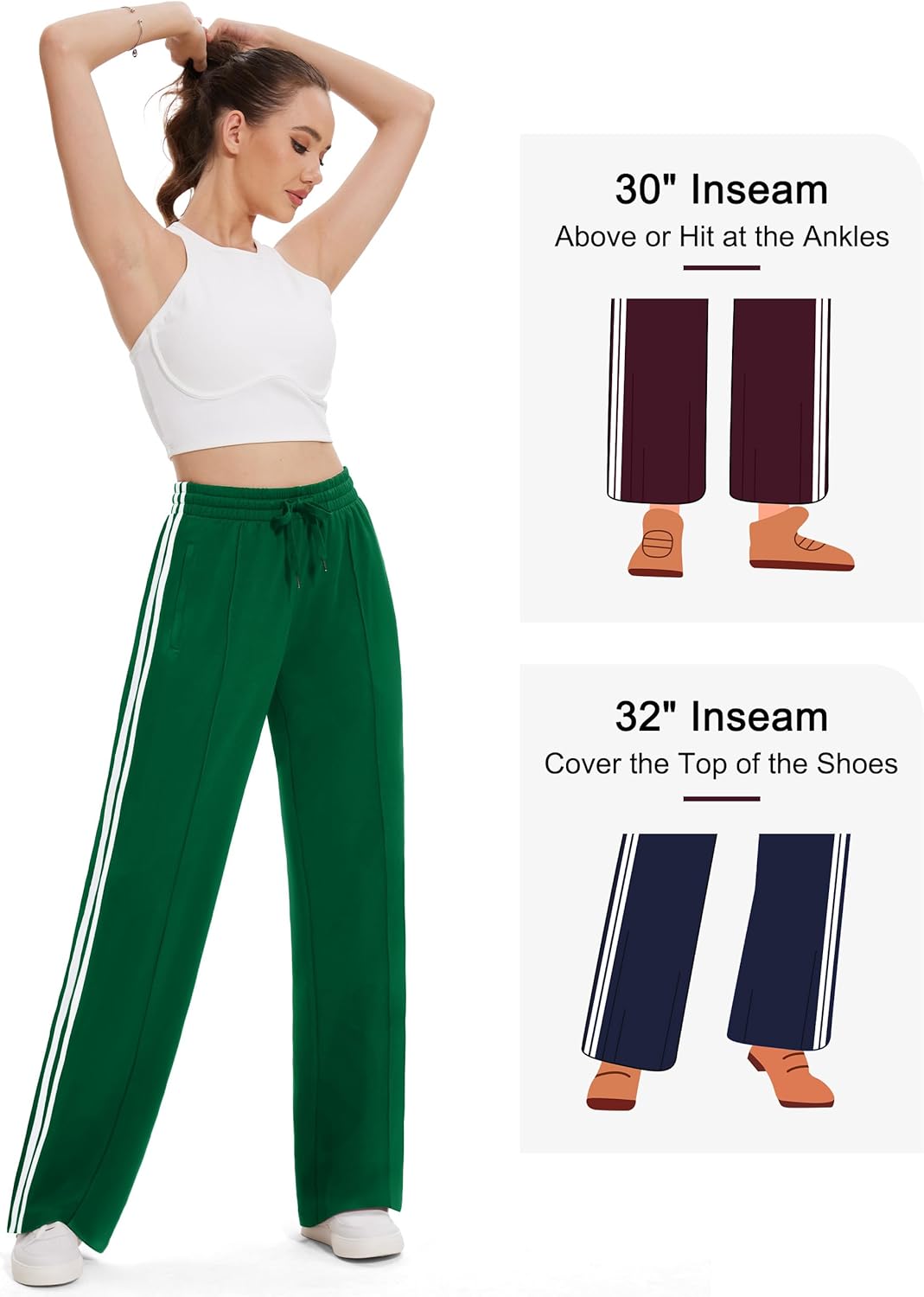 Tapata Women's Track Pants - Loose Straight Leg Jogging Sweatpants for Athletic Comfort | 28-36 Inseam