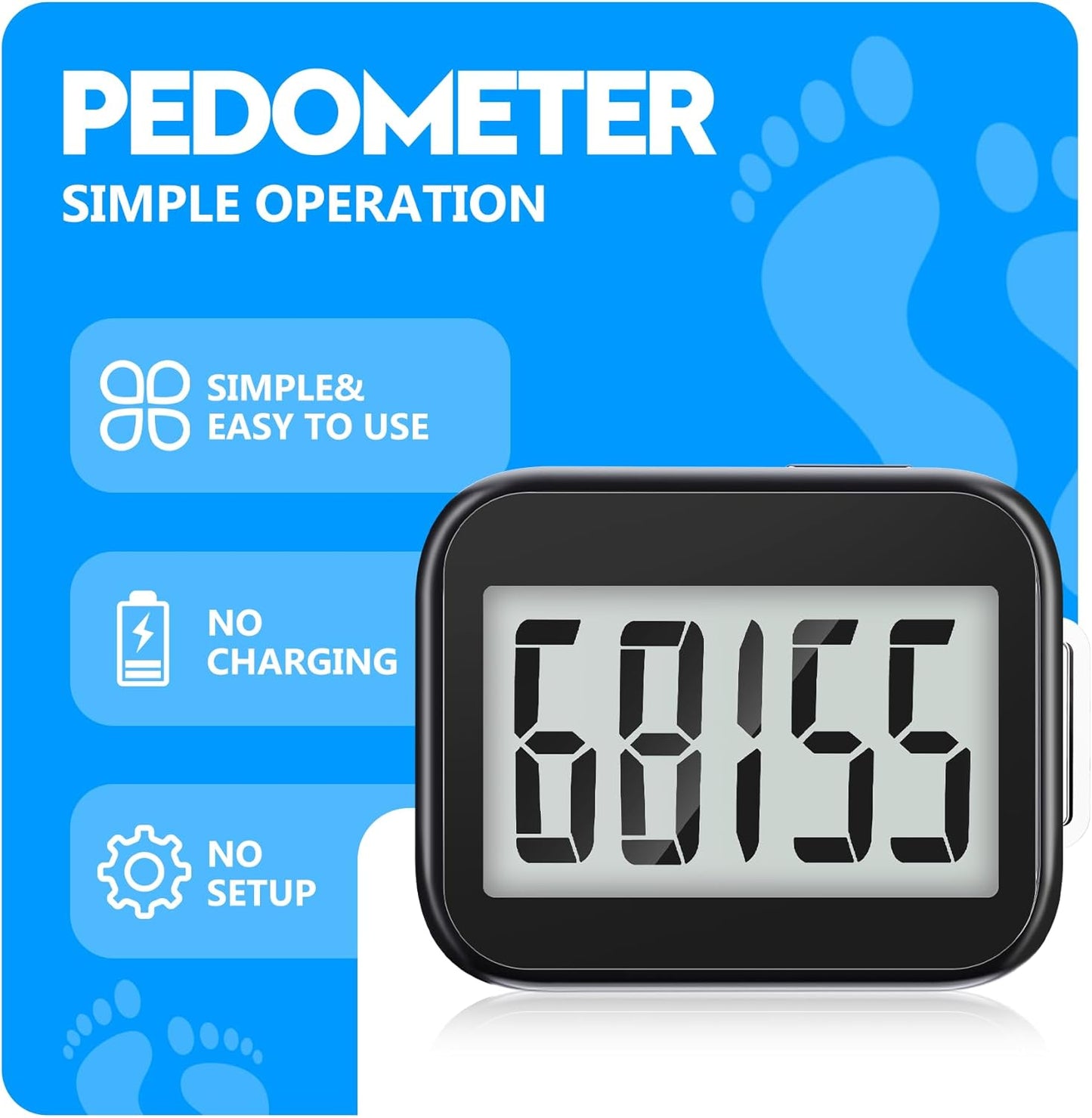 Skiennix Simple Step Counter - Removable Clip & Lanyard for Easy Carrying | Compact Design
