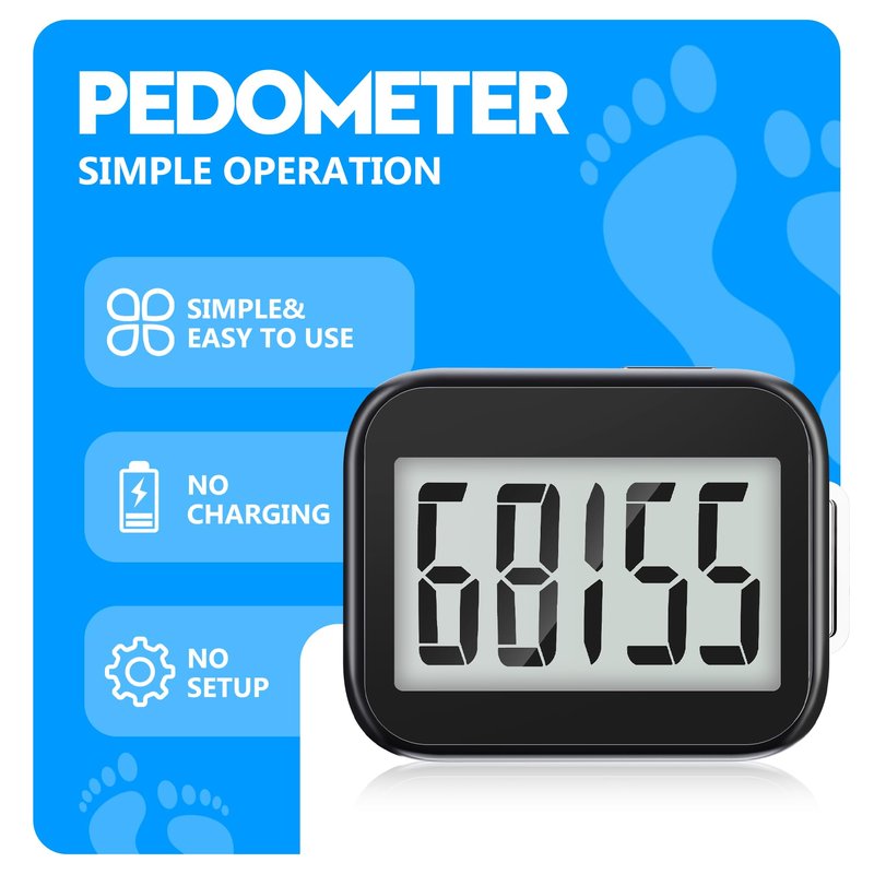 Simple Step Counter with Removable Clip and Lanyard