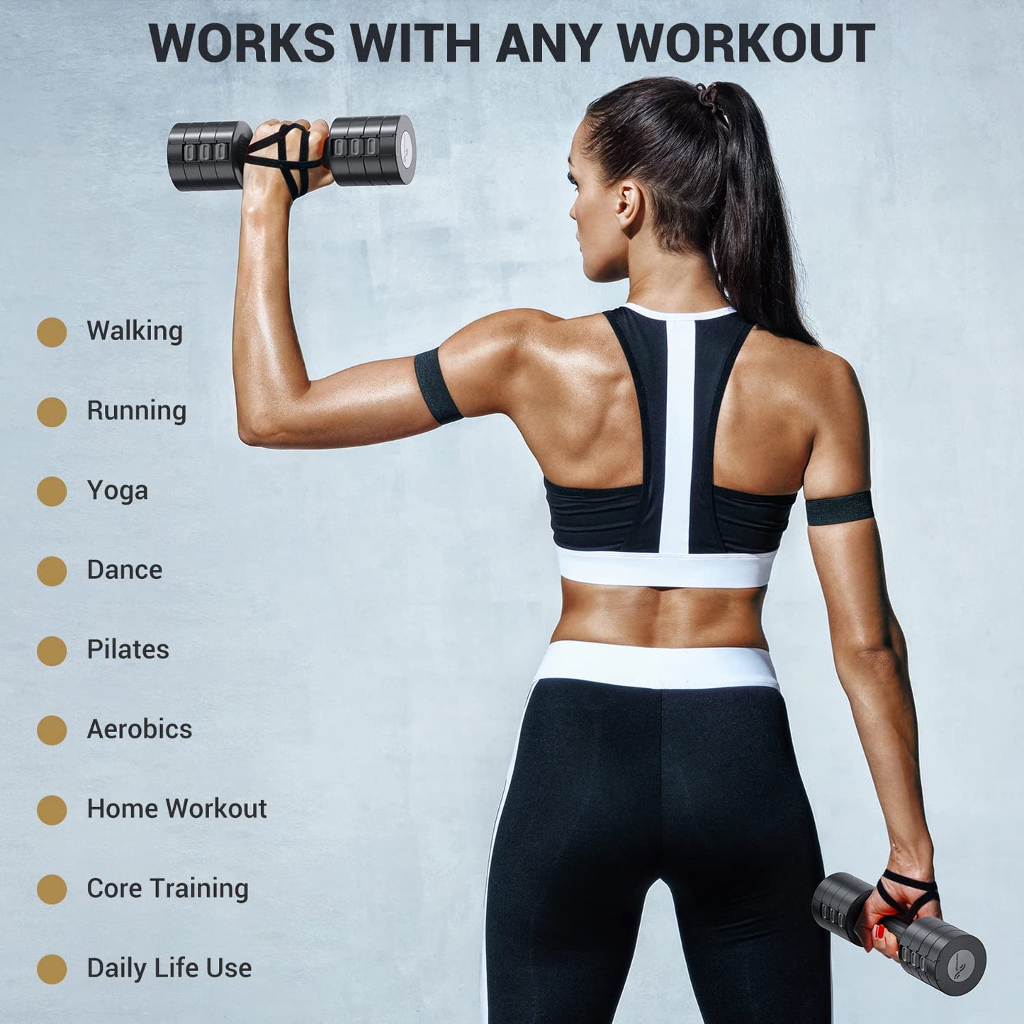 Sportneer - Adjustable Hand Weights Set - 5 lbs dumbbells, 2 pieces each 2 lbs, 3 lbs, 4 lbs, 5 lbs, free weights, quick adjustable dumbbell set for women and
