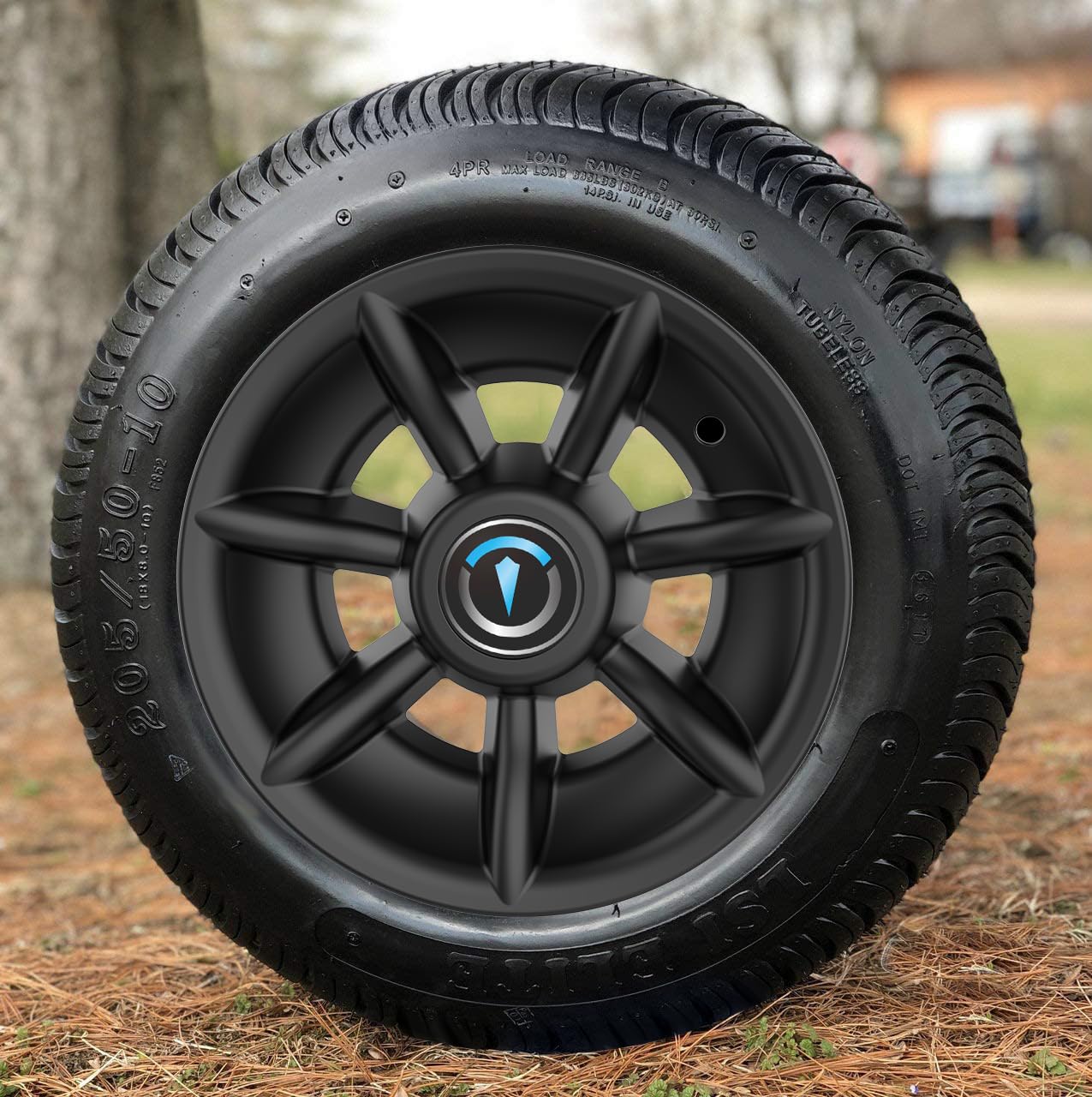 TakeLook Golf Cart Wheel Covers 10 Inch, Improved 7 Spoke Hub Caps for Club Car/E-Z-GO/YA/Star Car/Excar/Icon and Other Most Models Golf Cart, Matte Black, ABS Material