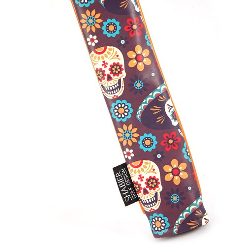 SHABIER PU Leather Waterproof Golf Alignment Stick Cover Club Protector Holds Sticks (Sugar Skull)