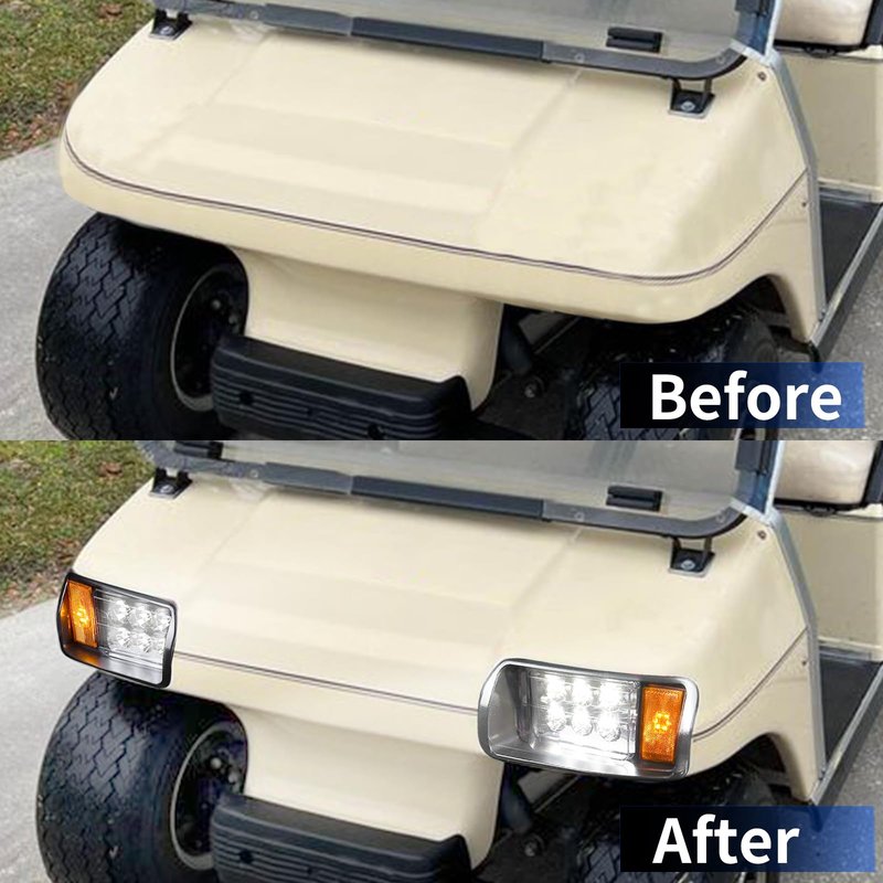 Orle Oko Golf Cart Headlight for Club Car DS 12V Factory Style Street Legal LED Golf Cart Front Headlights for Club Car DS 1993-up Gas and Electric OEM 101988001 101988002