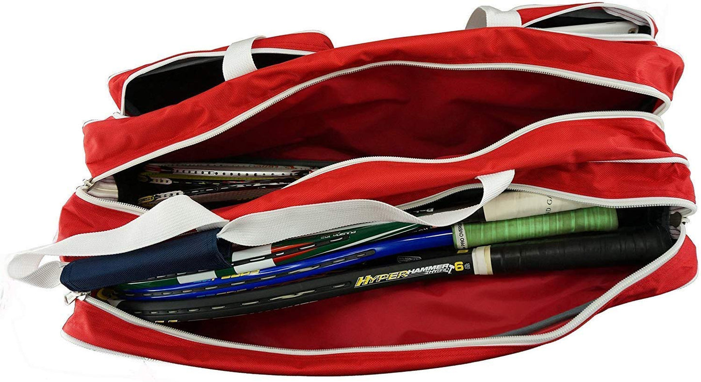 NiceAndGreat Navy White Tennis Racket Bag | Deluxe Ballistic Nylon | Shoe Compartment