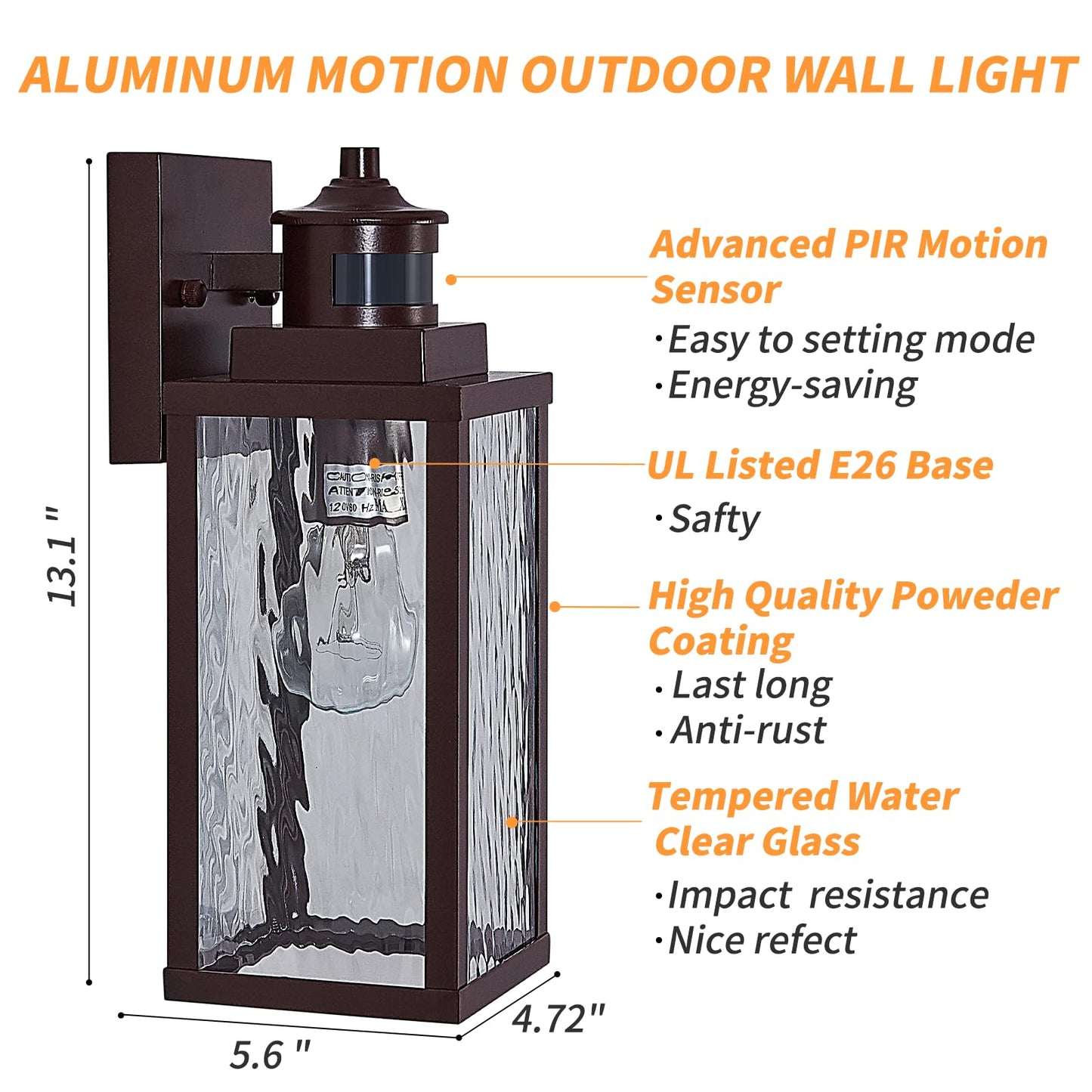 MDENLT 2 Pack Bronze Motion Sensor Outdoor Wall Lights,Updated Dusk to Dawn Outdoor Lighting, Exterior Light Fixtures Wall Mount,Waterproof Porch Light Outside Lights for House