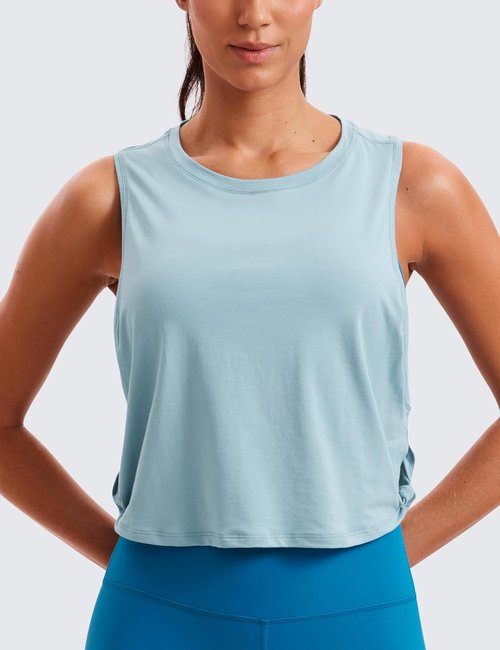 CRZ YOGA Pima Cotton Tank Tops for Women - Loose Fit Sleeveless Workout Shirts | Athletic Yoga & Running