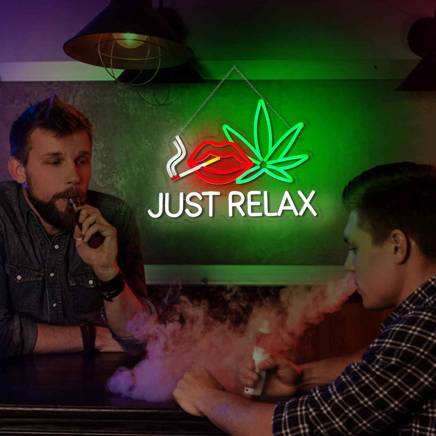 Neon Signs for Wall Decor Just Relax Neon Leaf Weed LED Lights for Bedroom Living Room Bar Game Room Hotel Birthday Party Restaurant Gift for Him Men Boyfriend Powered by USB