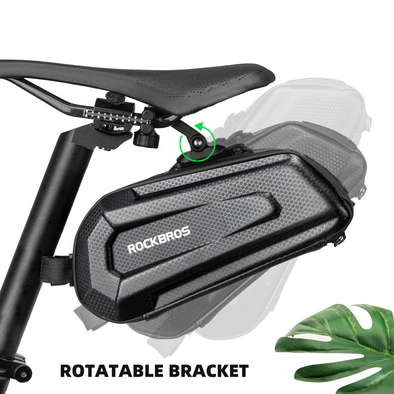 ROCKBROS Bicycle Saddle Bag Under Seat - 3D Hard Shell Bike Seat Bag With Silver Reflective Strip for Mountain Road Bikes, Quick Release 1.7L
