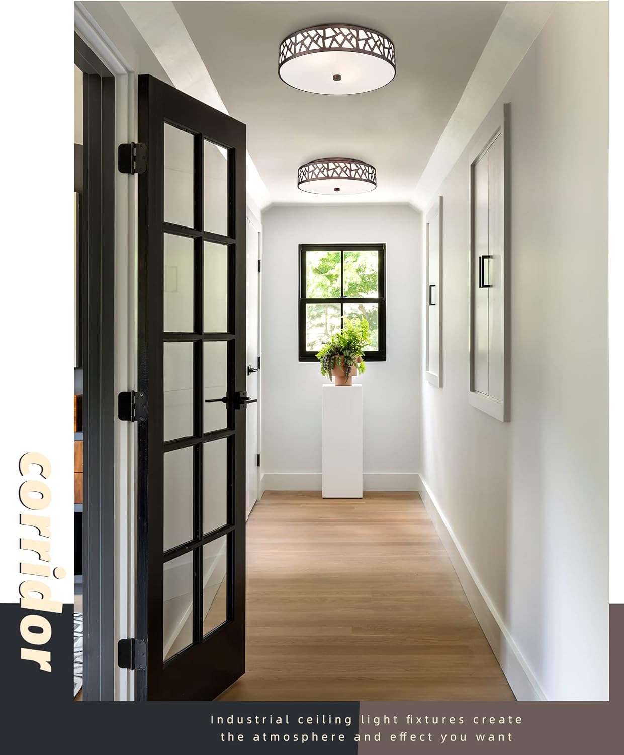 Flush Mount Ceiling Light Fixture 2-Pack - 12-Inch Oil Rubbed Bronze with Frosted Glass Shade for Bedroom, Hallway, Kitchen, Bathroom