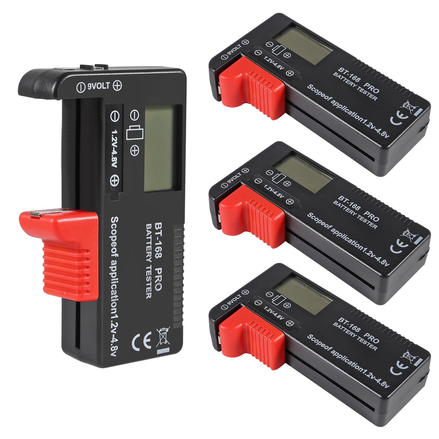 UMLIFE 4PACK Battery Tester, Universal Battery Checker Small Battery Testers for AAA AA C D 9V 1.5V Button Cell Household Batteries （Model：BT-168 PRO）