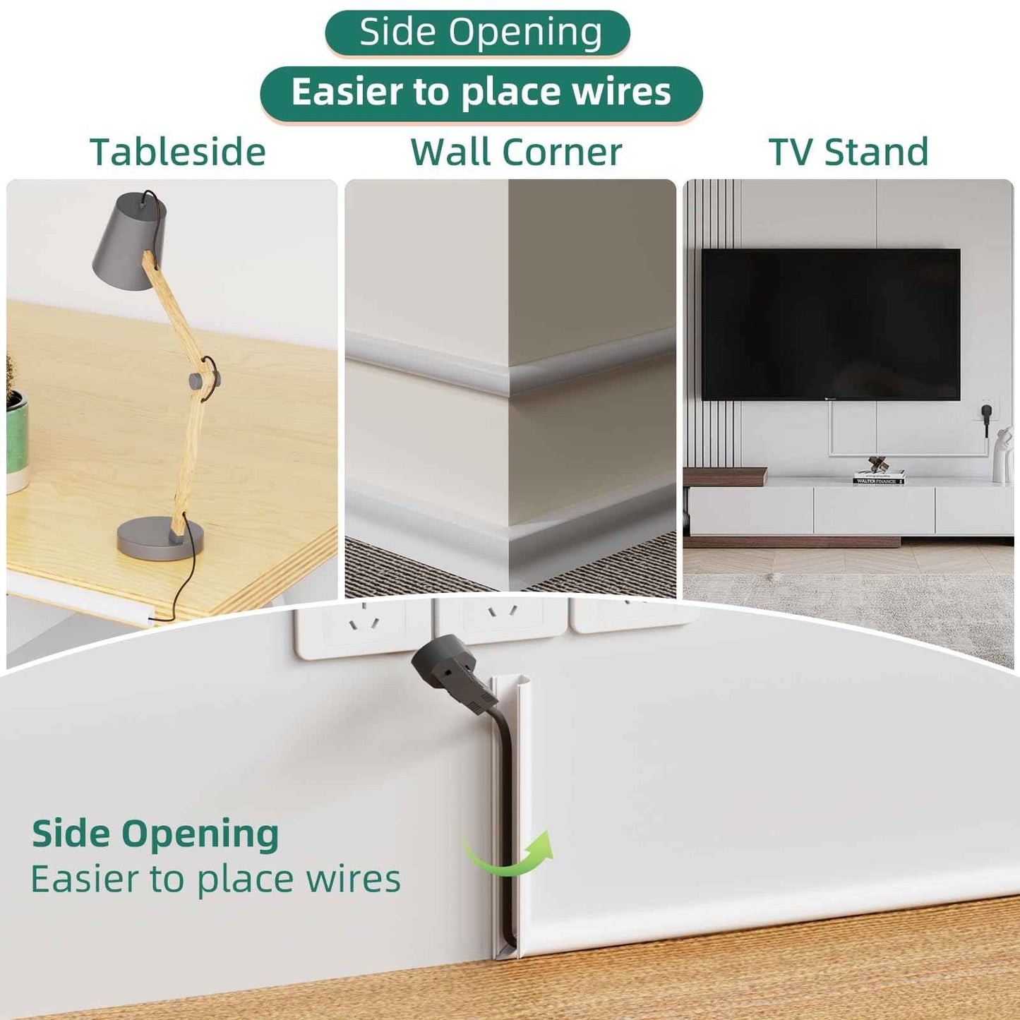 Cord Hider Raceway Kit, 78 inch Wall Cable Hider for 1-2 Cable, Silicone Material Hiding Wall Mount TV Powers Cords in Home Office, W0.75 H0.5in White