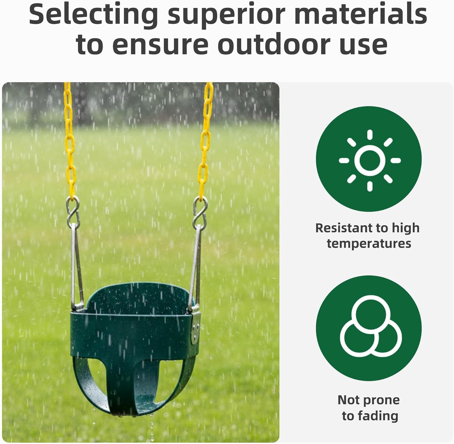 Skiennix High Back Full Bucket Toddler Swing Seat - Yellow Coated Chains, Fully Assembled