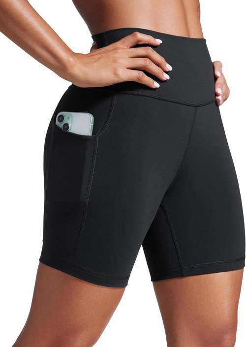 CRZ YOGA Biker Shorts - Butterbreeze High Waist with Pockets for Gym & Yoga | 6-Inch Women's Fit