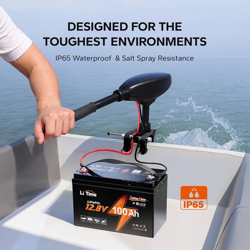 Litime 12V Lithium Battery - 100Ah LiFePO4 Trolling Motor Power | Low Temp Protection & 15000 Cycles