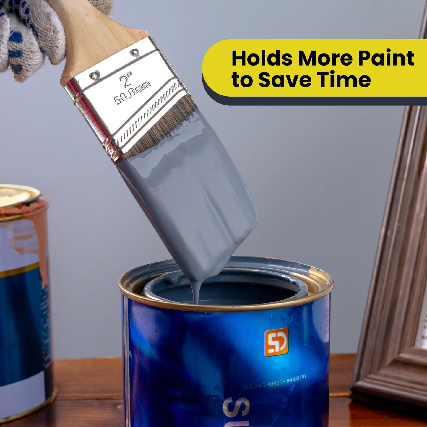 Mister Rui Paint Brush Set with Comb, 2" & 2.5" Angled Sash Brushes, Paint Brush Cleaner Tool, Commercial Grade for Trim, Cabinets & Rollers