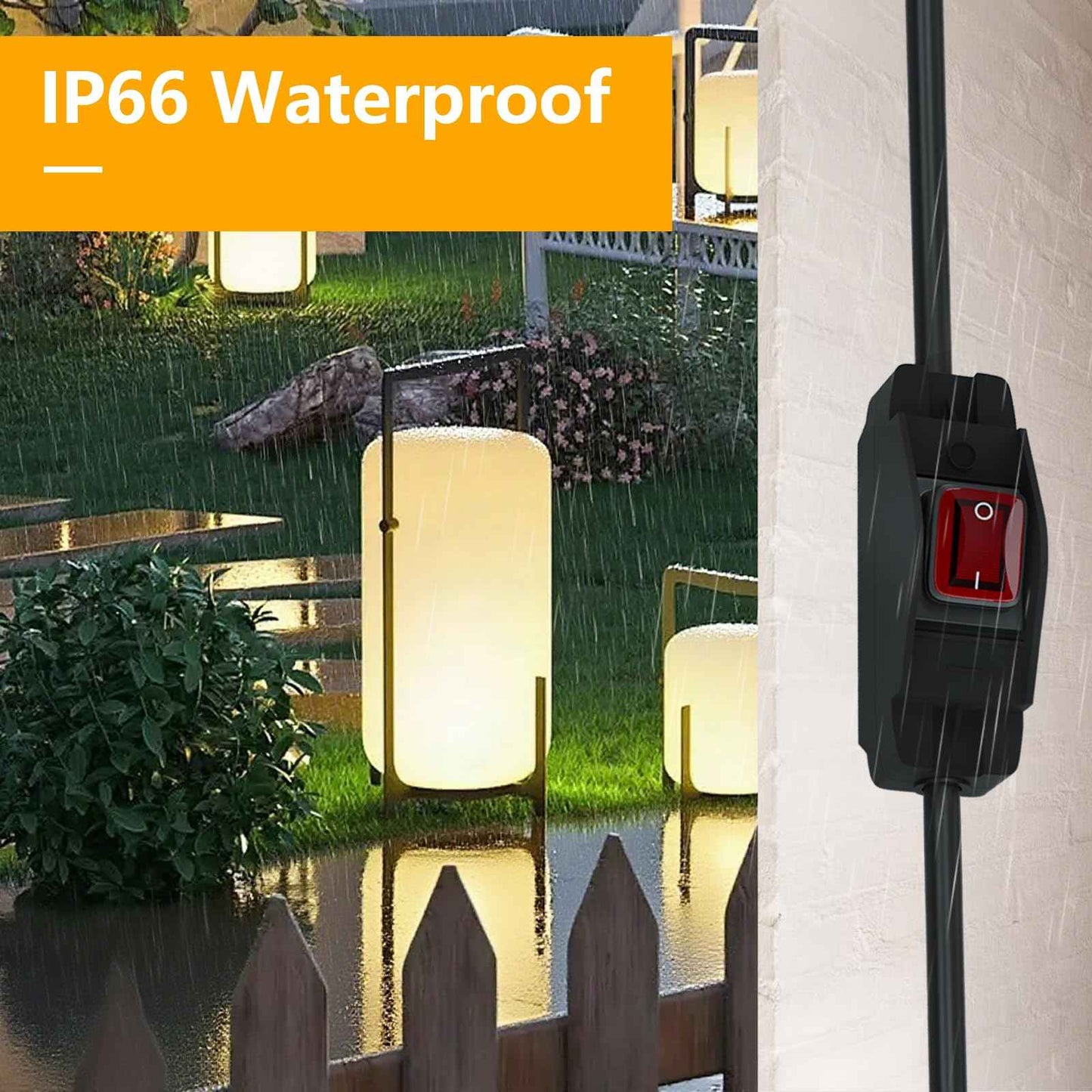 STARELO Extension Cord with ON/Off Near Waterproof Switch,Extension Cord with Switch 3-Prong Outdoor 1875W,Black Heavy Duty, 14/3 SJTW 15A 125V Grounded Plug Receptacle.(3FT,Black)