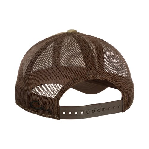 Drake Waterfowl Square Patch Foam Front Ball Cap - Cotton Front Panels & Visor Mesh Back 6 Low Profile Panels Cap, One Size Fits Most, Old School Timber