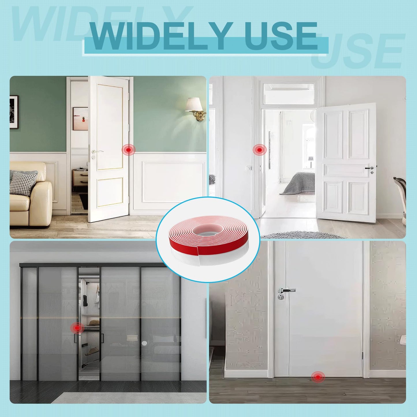 Pluden 20FT Weather Stripping Door Seal - 1" Silicone Alien Draft Seal Tape for Gaps Under Door Weatherstripping Sweep Stopper for Bottom of Shower Door/Sliding Glass Door