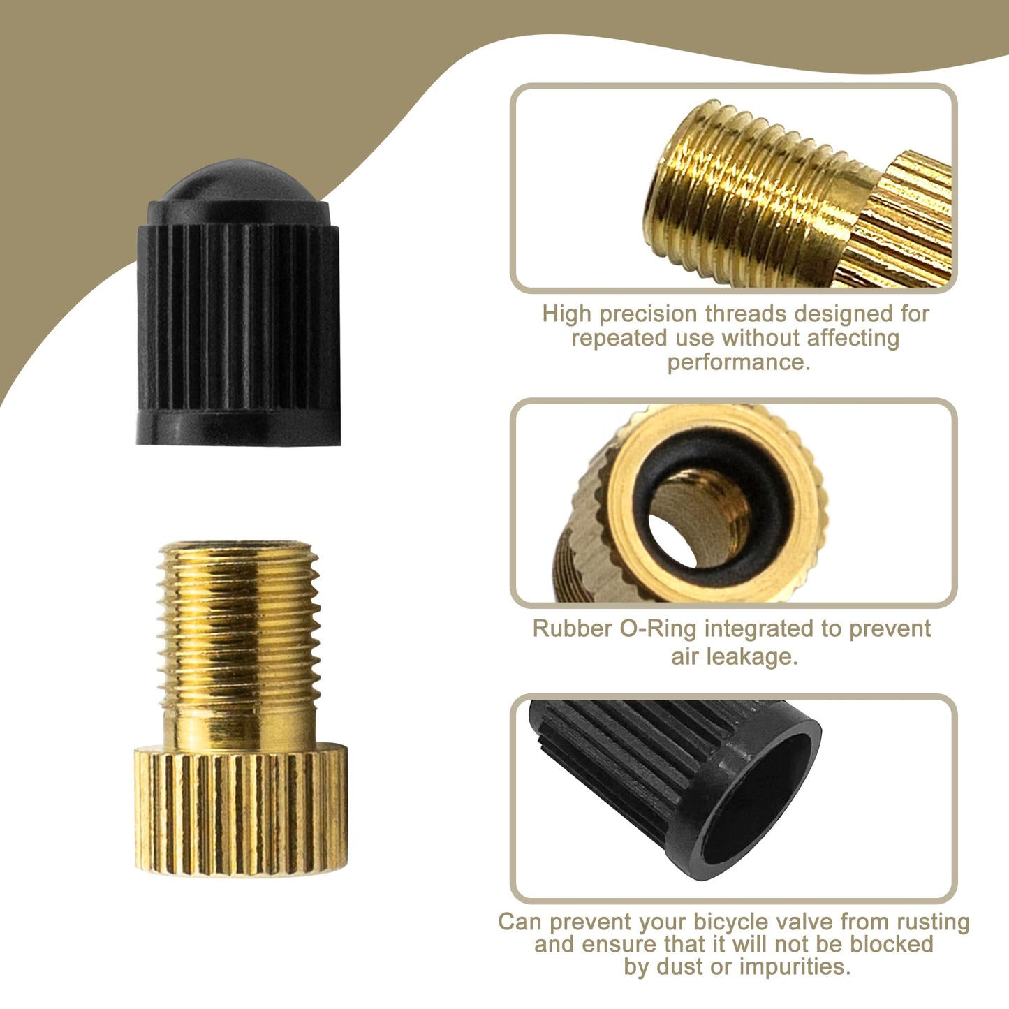 Quacc 2 PCS Presta Valve Adapter Bicycle Valve Adapter, Convert Presta to Schrader for Bicycles, Road Bikes and Most Mountain Bikes.