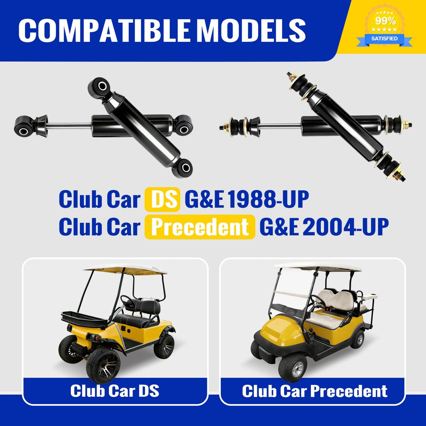 Roykaw Club Car DS Shocks, Precedent Shocks,Golf Cart Front and Rear Shock Absorbers Compatible with Club Car DS G&E 1988-up,Precedent G&E 2004-up,Replace OEM 1014235 1015813 1010991 1012183 1014236