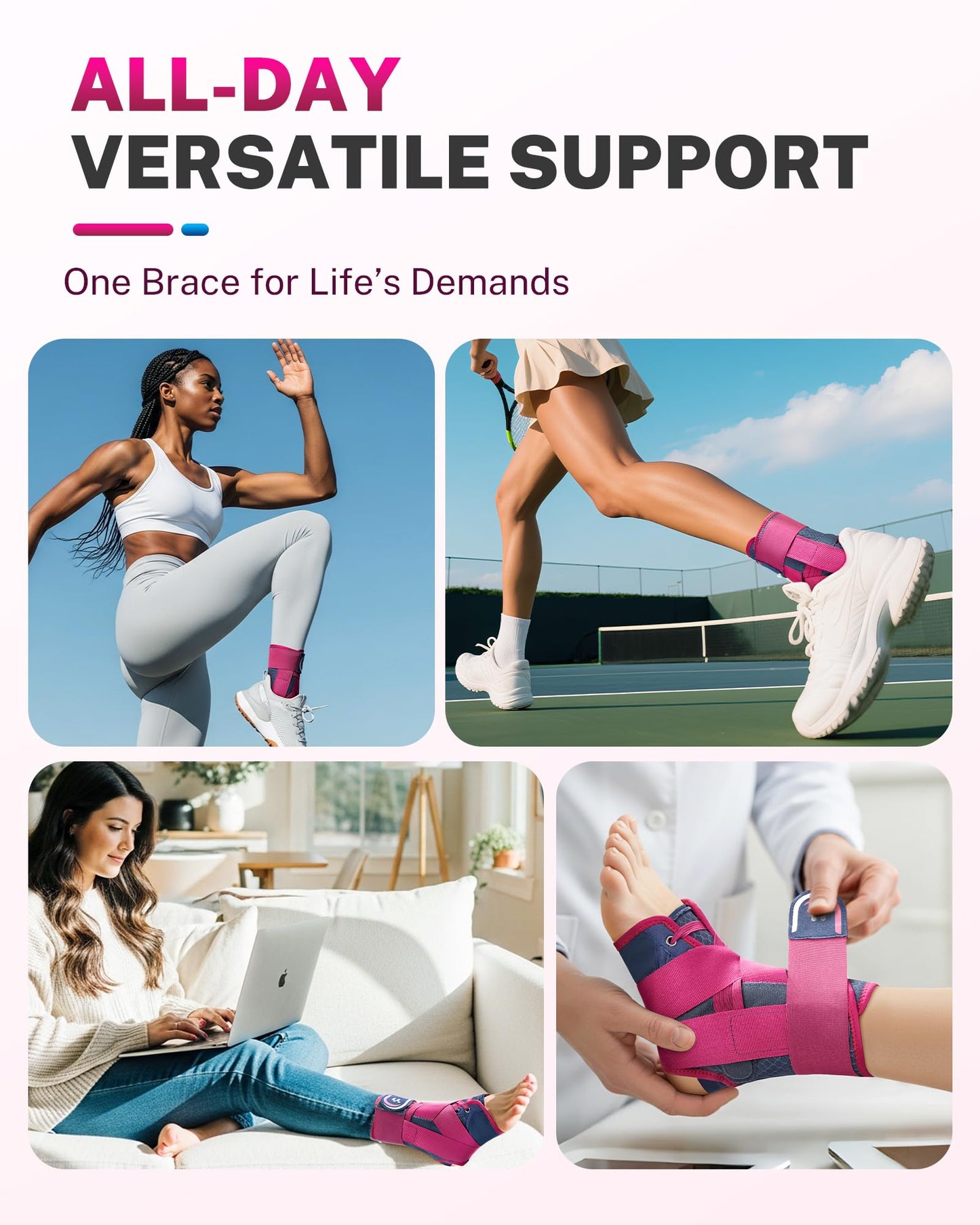 Fitomo Ankle Brace for Women Men with Quick Lace Up, Adjustable Figure 8 Compression Support for Achilles Tendonitis, Ankle Sprain & Swelling Relief for Volleyball, Running & Daily Wear, S