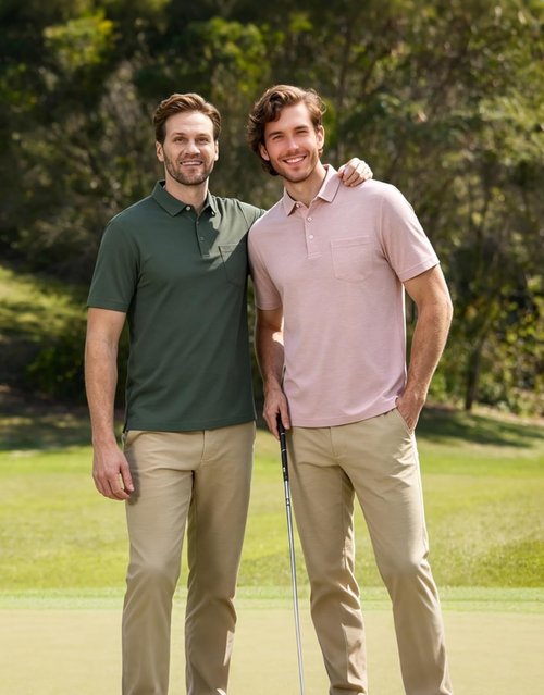 M MAELREG Golf Shirts for Men - Lightweight Moisture-Wicking Polo with Pocket | Short Sleeve Heather Design