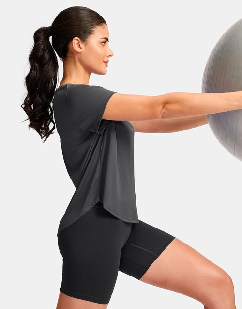 G Gradual Women's Athletic Yoga Tops - Lightweight, Quick-Dry Short Sleeve Gym Shirts | Loose Fit