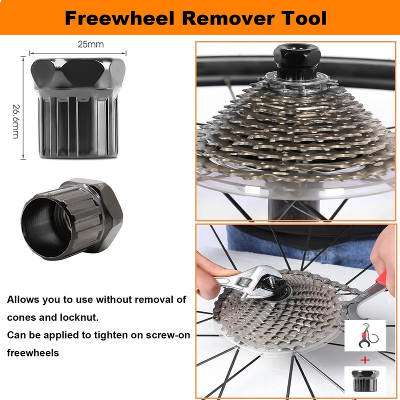 Bike Repair Tools Kit, 9Pcs Professional Bicycle Crank Tool, Bike Link Plier, Chain Breaker, 3-in-1 Cassette Remover Wrench, Crank Puller Extractor, Bottom Bracket Freewheel Remover, Hub Cone Wrench